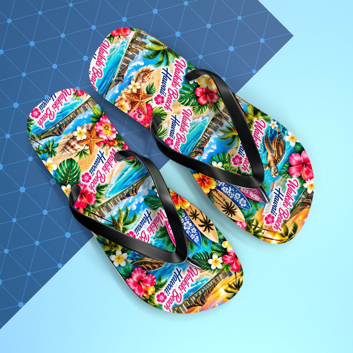 Women’s Waikiki Beach Hawaii Tropical Flip Flops