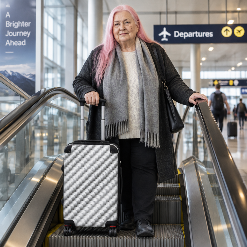 Carbon White Silver Textured Hardside Spinner Suitcase