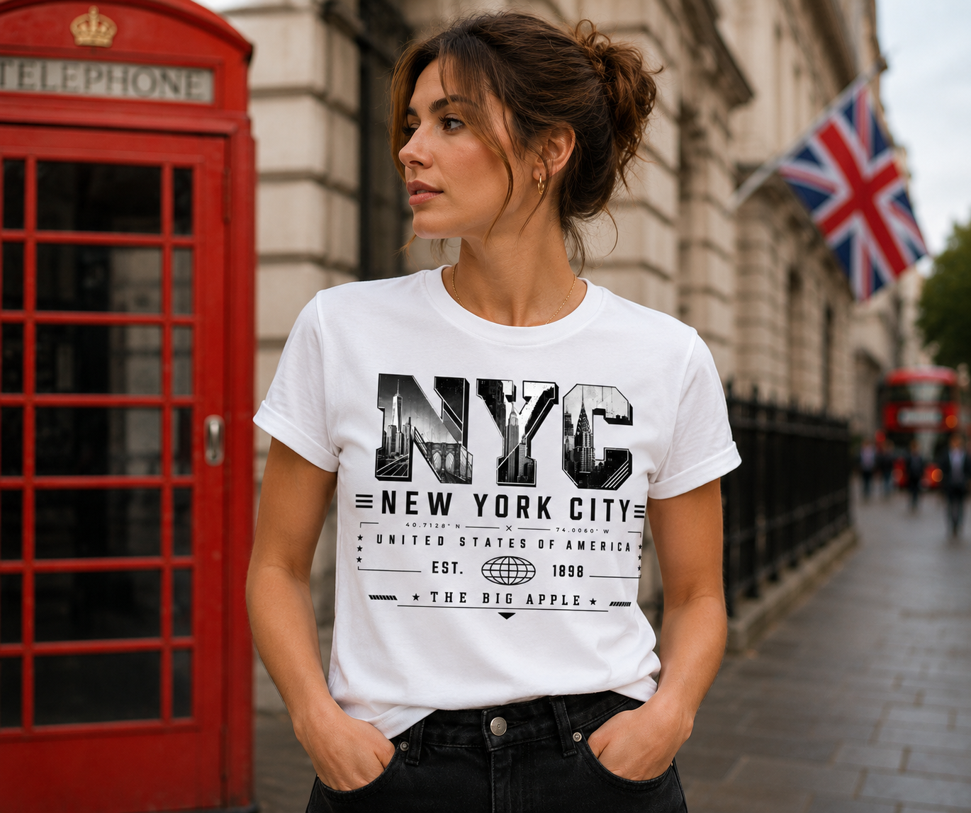 NYC New York City The Big Apple Unisex T-Shirt, Urban Skyline Graphic Tee for Men and Women
