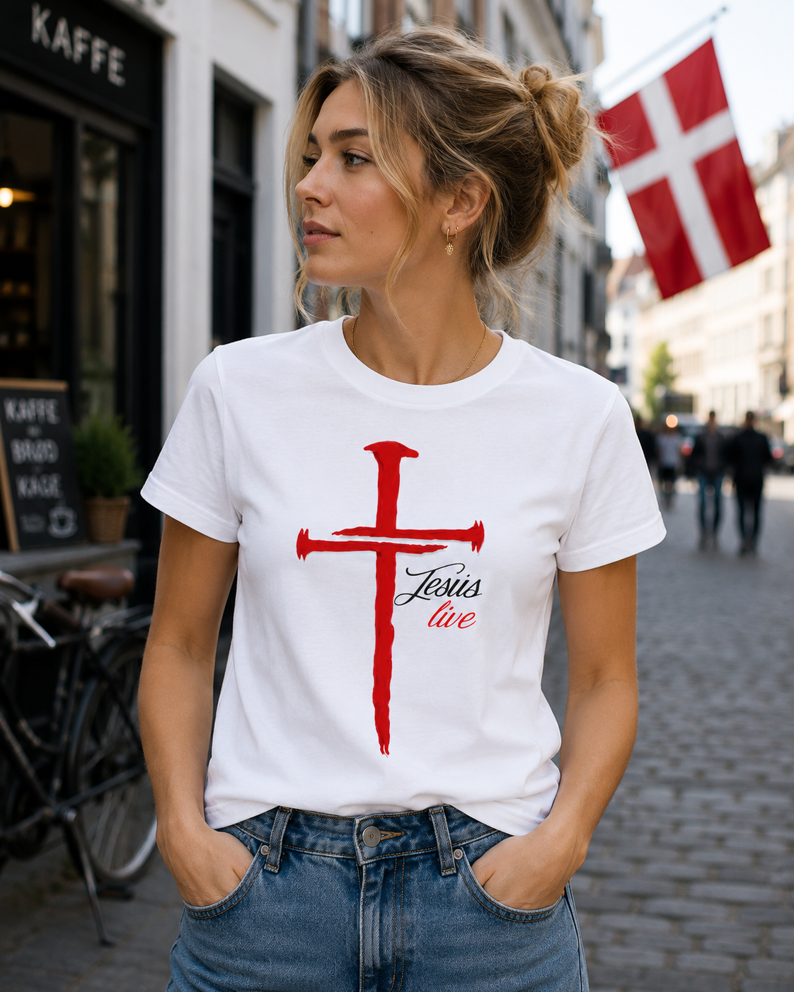 Jesus Live Red Cross Unisex Christian T-Shirt, Faith-Based Minimalist Graphic Tee for Men and Women