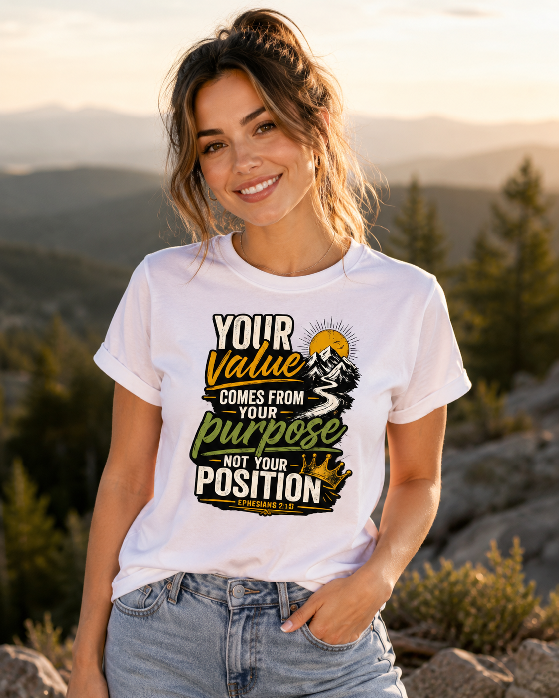 Your Value Comes From Your Purpose, Not Your Position | Inspirational Christian Shirt | Motivational Faith Graphic Tee for Men & Women