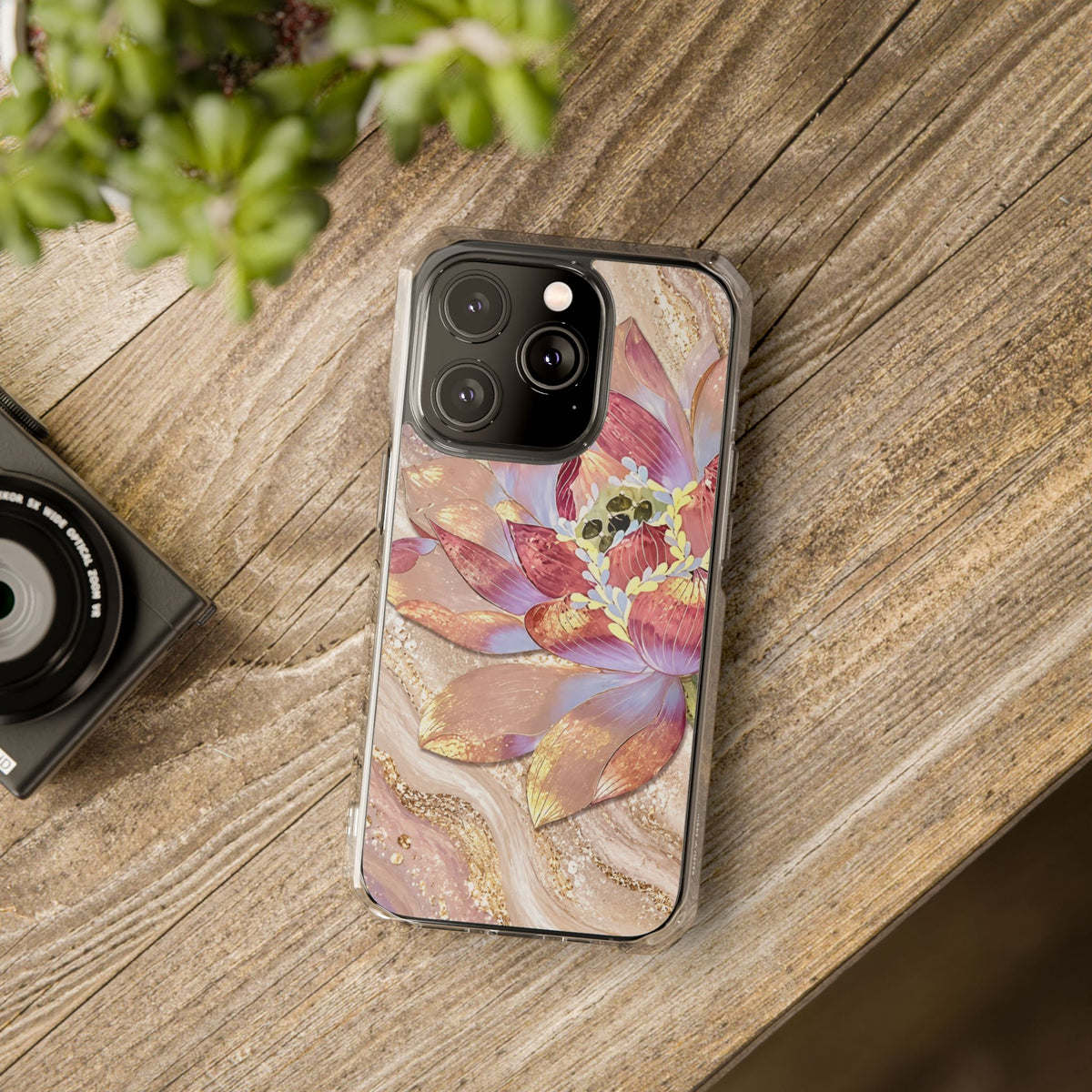 Blush Lotus Elegance | Rose Gold Floral MagSafe® Impact Case for iPhone 14, 15, 16 & 17