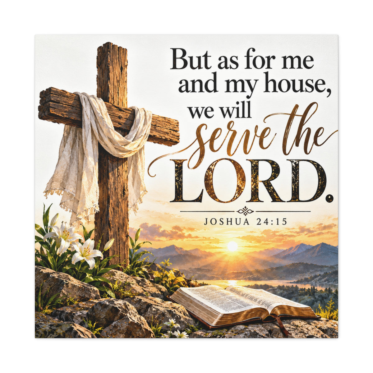 Serve the Lord Christian Canvas Wall Art – Joshua 24:15