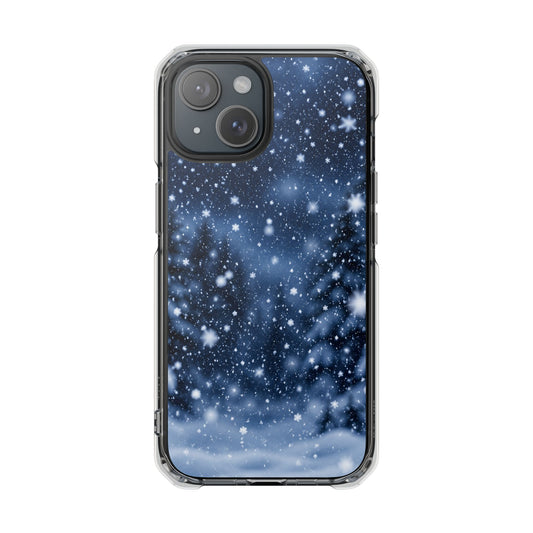 Winter Snowfall Serenity | Realistic Blue Snow MagSafe® Impact Case for iPhone 14, 15, 16 & 17