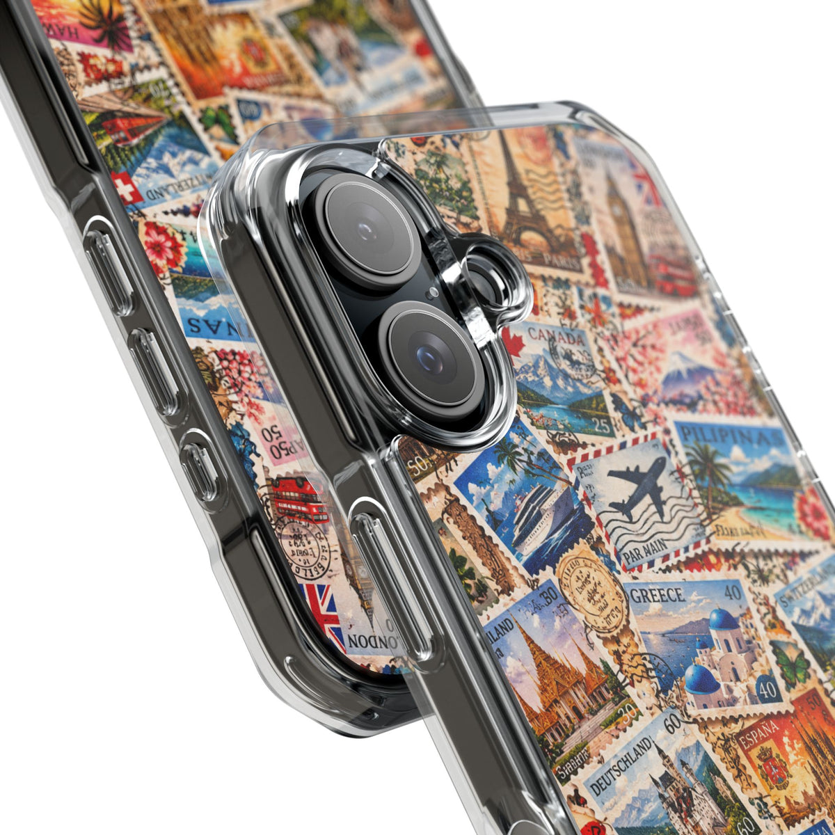 Around the World Vintage Postage Stamps | Travel Collage MagSafe® Impact Case for iPhone 14, 15, 16 & 17
