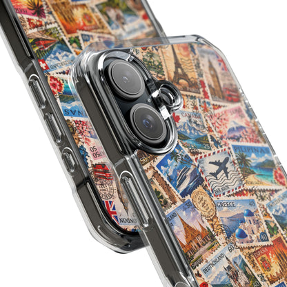Around the World Vintage Postage Stamps | Travel Collage MagSafe® Impact Case for iPhone 14, 15, 16 & 17