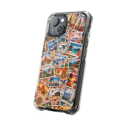 Around the World Vintage Postage Stamps | Travel Collage MagSafe® Impact Case for iPhone 14, 15, 16 & 17