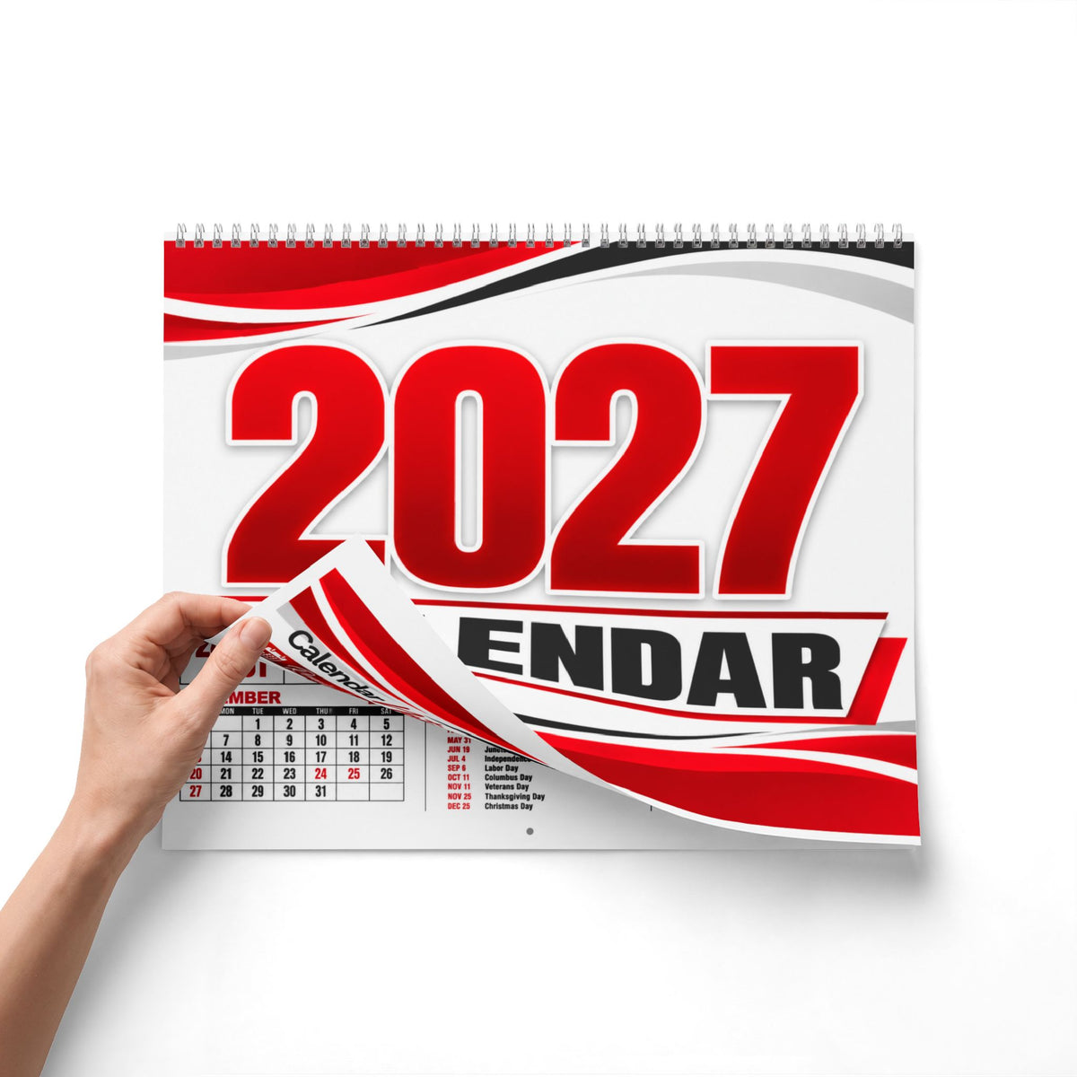 2027 Red Racing Style Wall Calendar