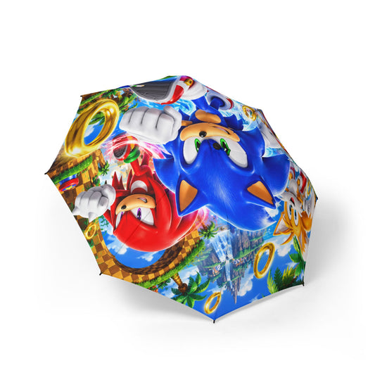 Sonic & Friends Foldable Umbrella — Compact Semi-Automatic Rain Parasol with Colorful Video Game Design