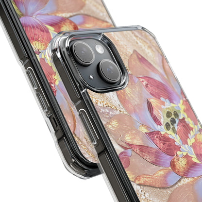 Blush Lotus Elegance | Rose Gold Floral MagSafe® Impact Case for iPhone 14, 15, 16 & 17