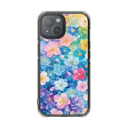 Rainbow Blossom Garden | Colorful Watercolor Floral MagSafe® Impact Case for iPhone 14, 15, 16 & 17