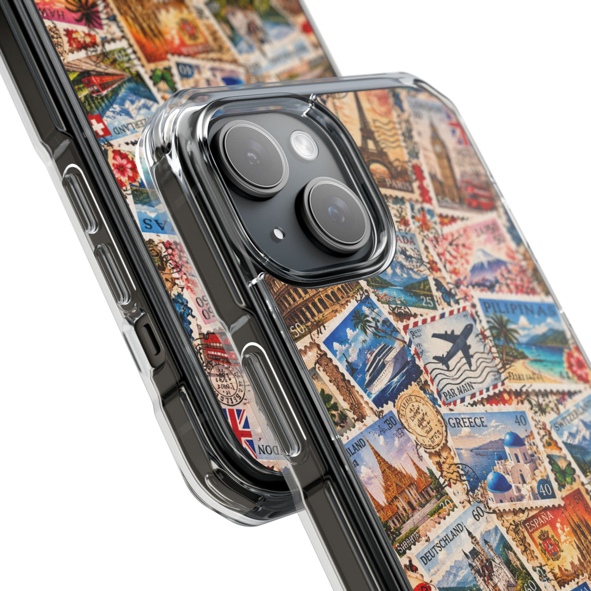 Around the World Vintage Postage Stamps | Travel Collage MagSafe® Impact Case for iPhone 14, 15, 16 & 17