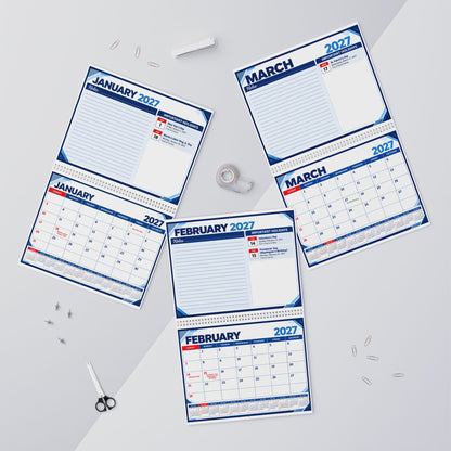 2027 Wall Calendar with Monthly Planner and Important Holidays