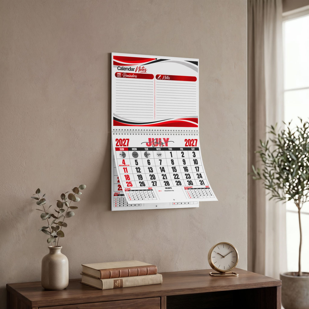 2027 Red Racing Style Wall Calendar