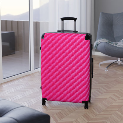 Pink Carbon Fiber Pattern Suitcase