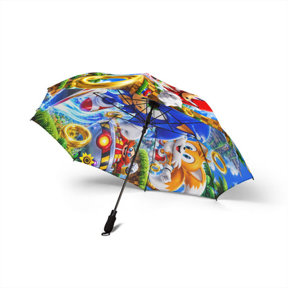 Sonic & Friends Foldable Umbrella — Compact Semi-Automatic Rain Parasol with Colorful Video Game Design