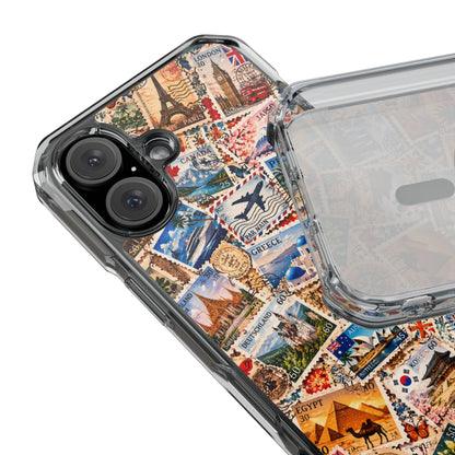 Around the World Vintage Postage Stamps | Travel Collage MagSafe® Impact Case for iPhone 14, 15, 16 & 17