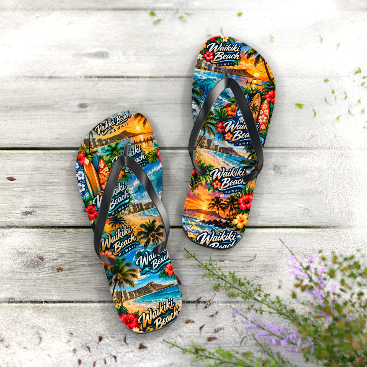 Men’s Waikiki Beach Tropical Flip Flops