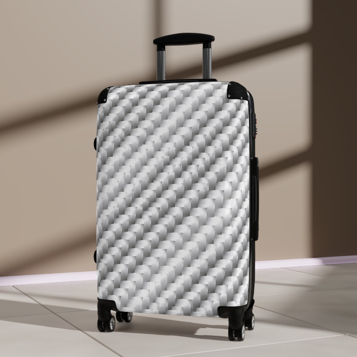 Carbon White Silver Textured Hardside Spinner Suitcase