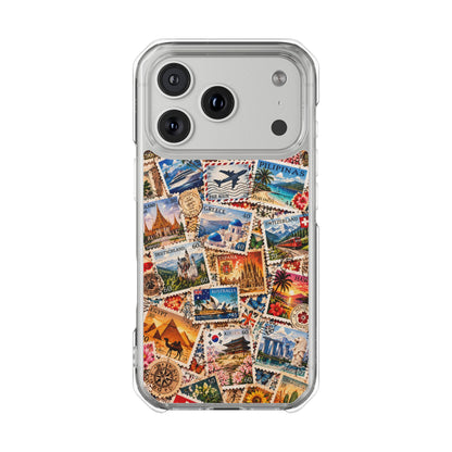 Around the World Vintage Postage Stamps | Travel Collage MagSafe® Impact Case for iPhone 14, 15, 16 & 17