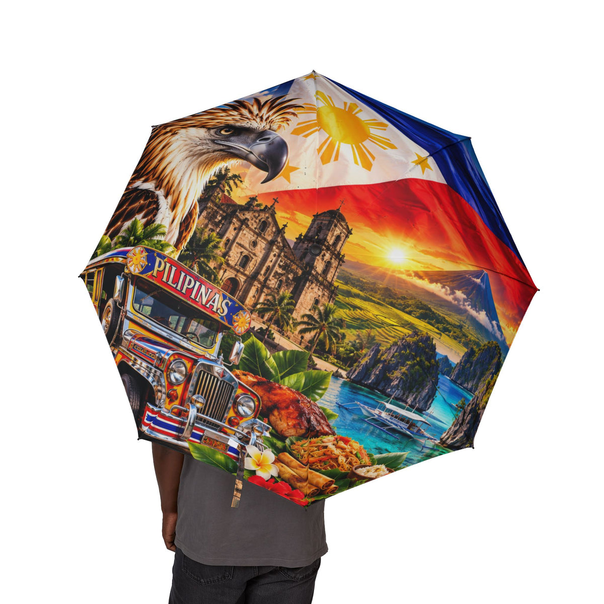 Philippine Travel Collage Foldable Umbrella