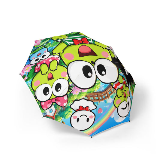 Cute Cartoon Frog Foldable Umbrella — Semi-Automatic Rain Compact Umbrella
