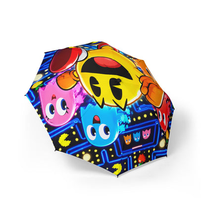 Pac-Man Arcade Characters Foldable Umbrella — Retro Gaming Rain Accessory