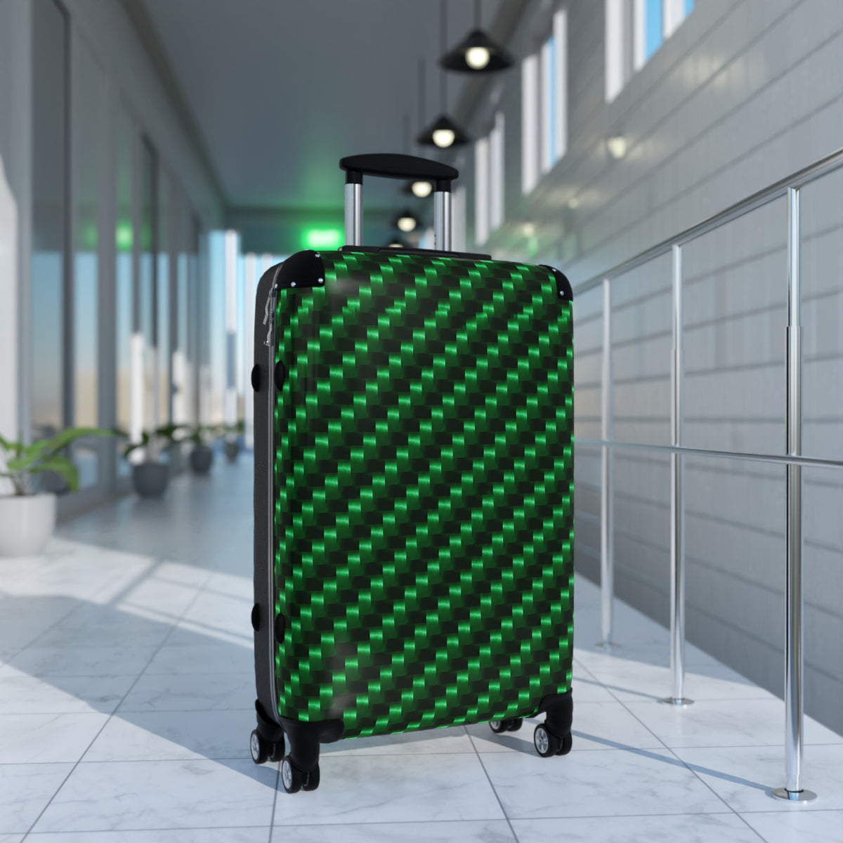Emerald Green Geometric Hardshell Suitcase