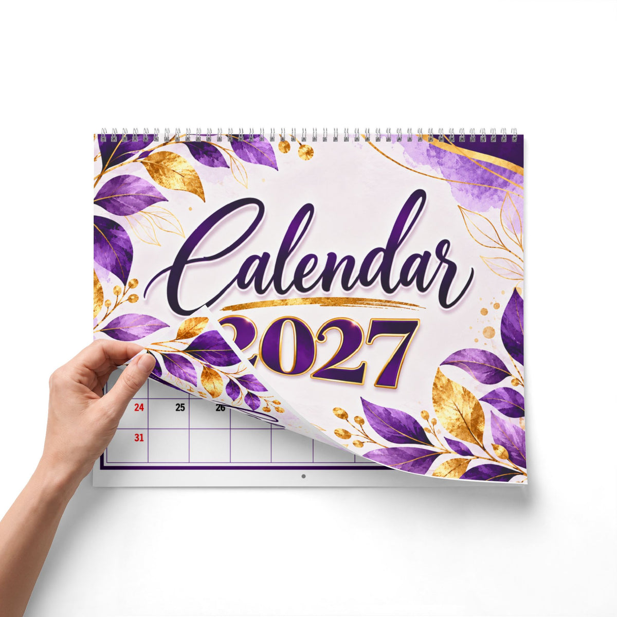 2027 Purple Floral Wall Calendar