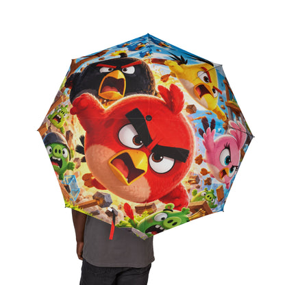 Angry Birds Foldable Umbrella — Kids’ Semi-Automatic Rain Parasol