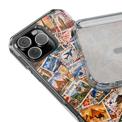 Around the World Vintage Postage Stamps | Travel Collage MagSafe® Impact Case for iPhone 14, 15, 16 & 17