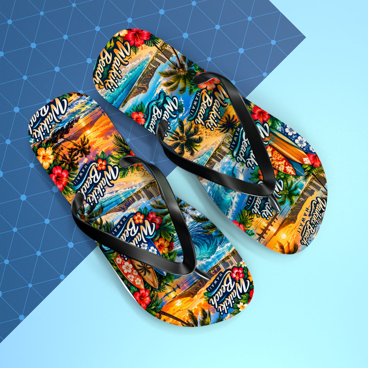 Men’s Waikiki Beach Tropical Flip Flops