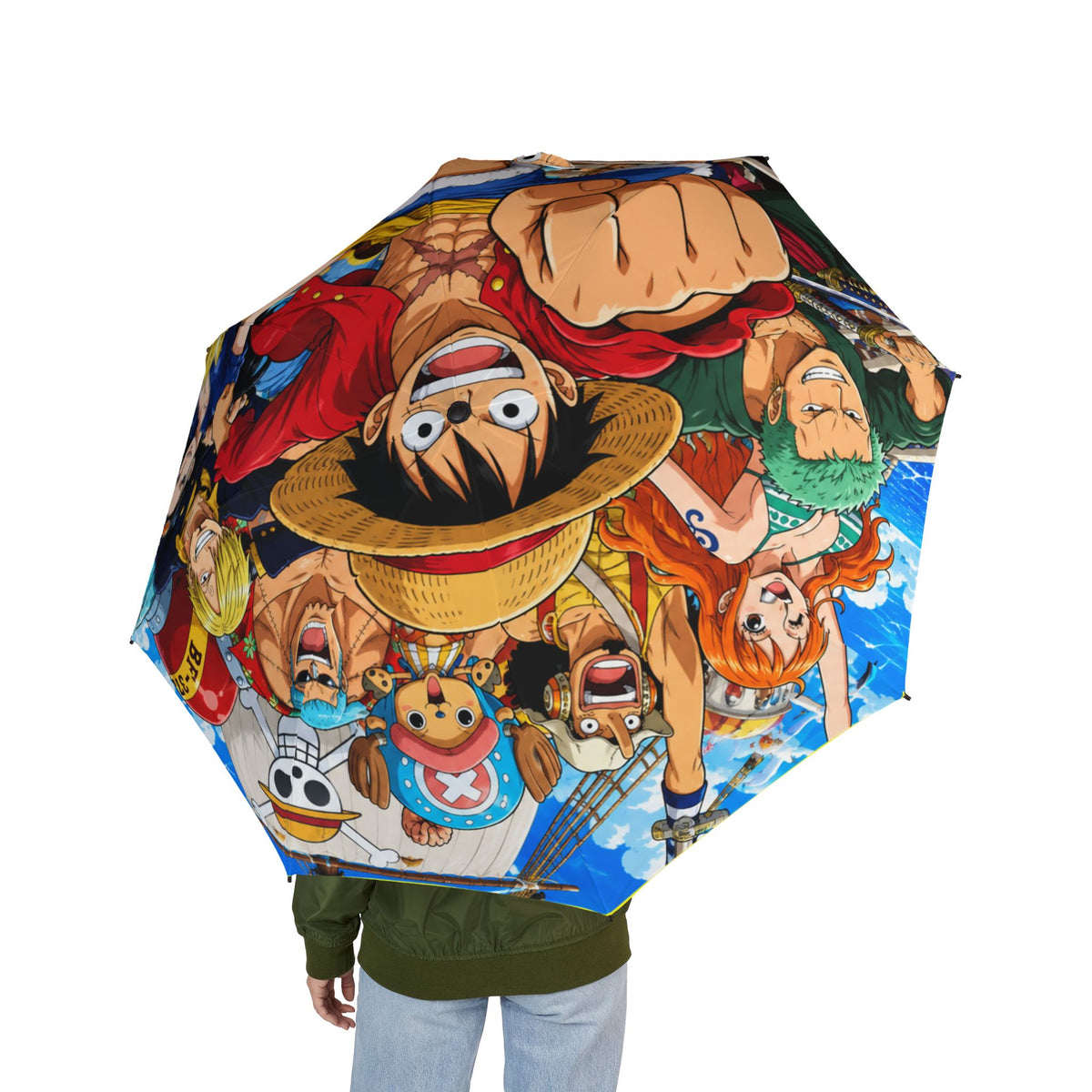 One Piece Crew Foldable Umbrella — Luffy & Straw Hat Pirates Anime Print
