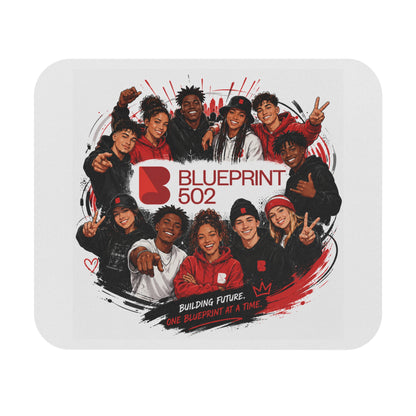 Blueprint 502 Team Photo Rectangle Mouse Pad — 'Building Future, One Blueprint at a Time'