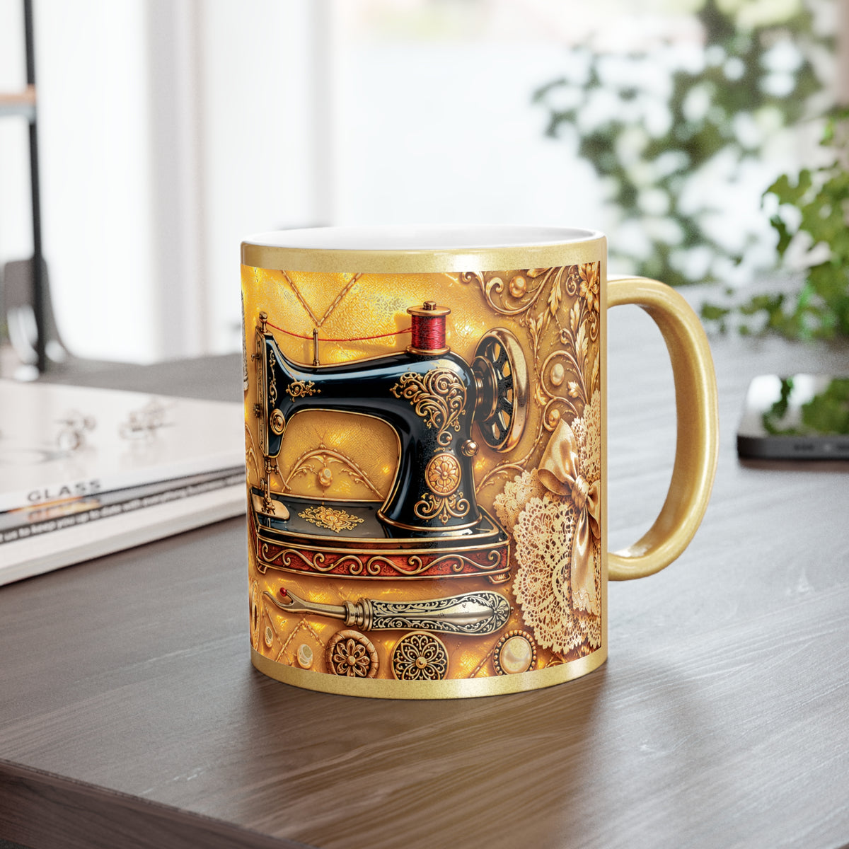 Sewing and Quilting Supplies Metallic Mug