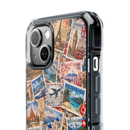 Around the World Vintage Postage Stamps | Travel Collage MagSafe® Impact Case for iPhone 14, 15, 16 & 17