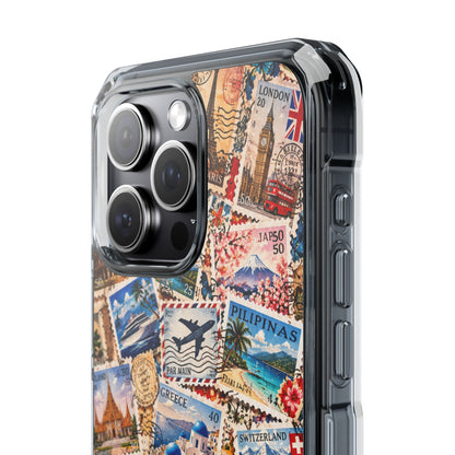 Around the World Vintage Postage Stamps | Travel Collage MagSafe® Impact Case for iPhone 14, 15, 16 & 17