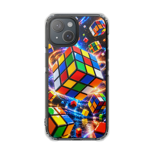 Cosmic Cube Explosion | Colorful 3D Puzzle MagSafe® Impact Case for iPhone 14, 15, 16 & 17