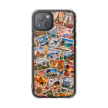Around the World Vintage Postage Stamps | Travel Collage MagSafe® Impact Case for iPhone 14, 15, 16 & 17