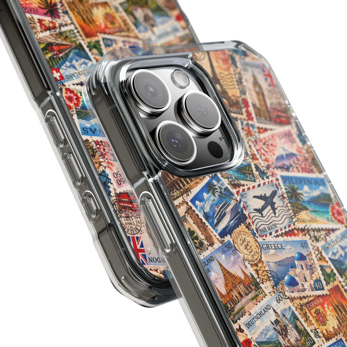 Around the World Vintage Postage Stamps | Travel Collage MagSafe® Impact Case for iPhone 14, 15, 16 & 17
