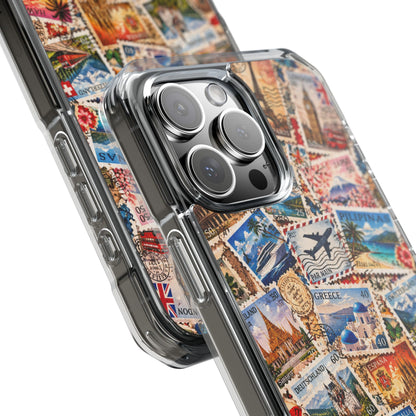 Around the World Vintage Postage Stamps | Travel Collage MagSafe® Impact Case for iPhone 14, 15, 16 & 17