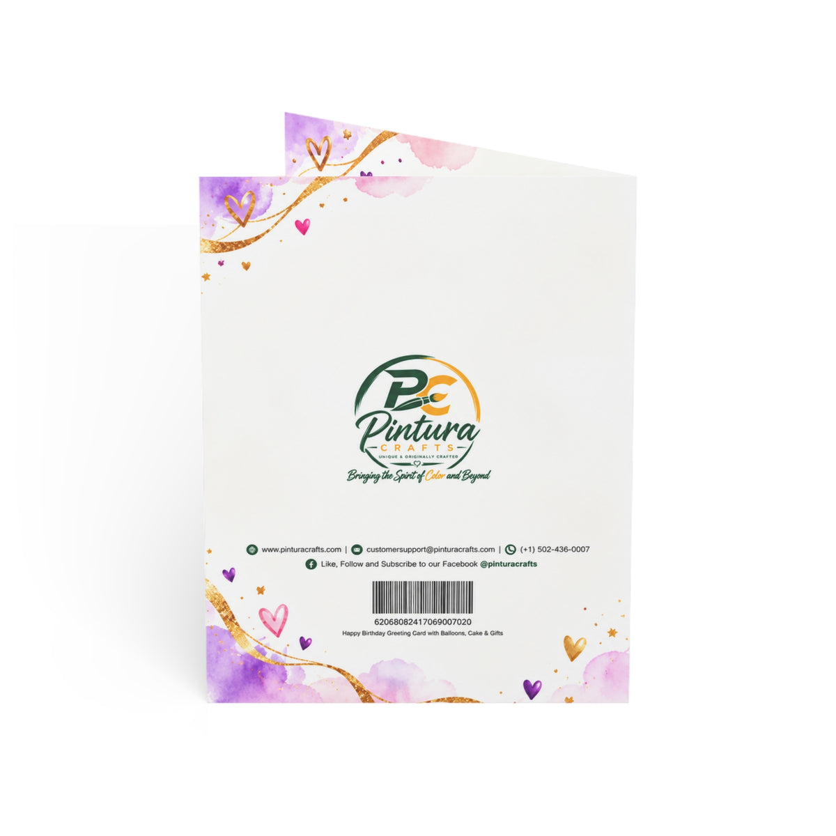 Happy Birthday Greeting Card with Balloons, Cake & Gifts