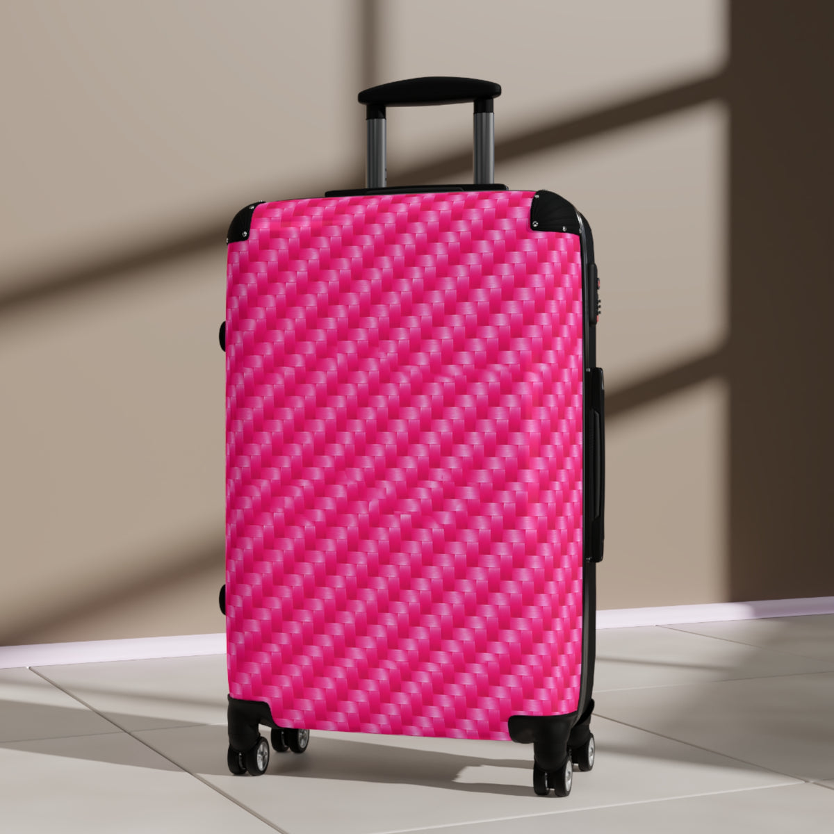 Pink Carbon Fiber Pattern Suitcase