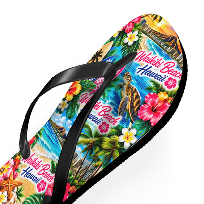 Women’s Waikiki Beach Hawaii Tropical Flip Flops
