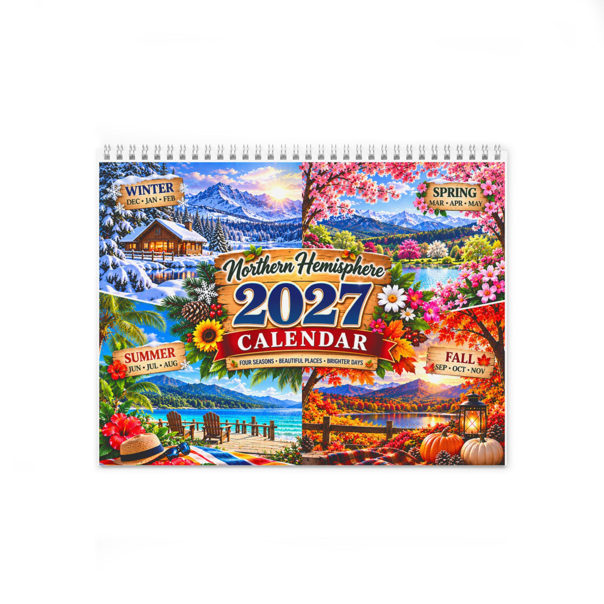 Northern Hemisphere 2027 Wall Calendar — Seasonal Scenery, Notes & Tide Tables