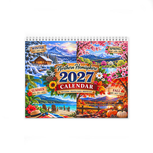 Northern Hemisphere 2027 Wall Calendar — Seasonal Scenery, Notes & Tide Tables