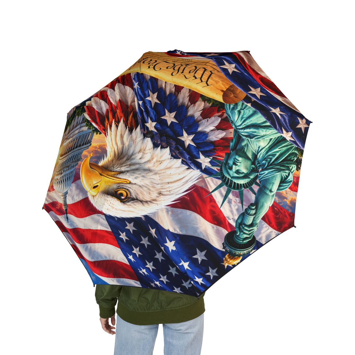 Patriotic Eagle & Statue of Liberty Foldable Umbrella