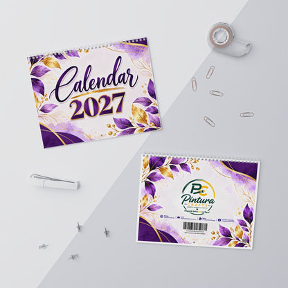 2027 Purple Floral Wall Calendar