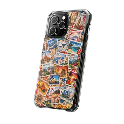 Around the World Vintage Postage Stamps | Travel Collage MagSafe® Impact Case for iPhone 14, 15, 16 & 17