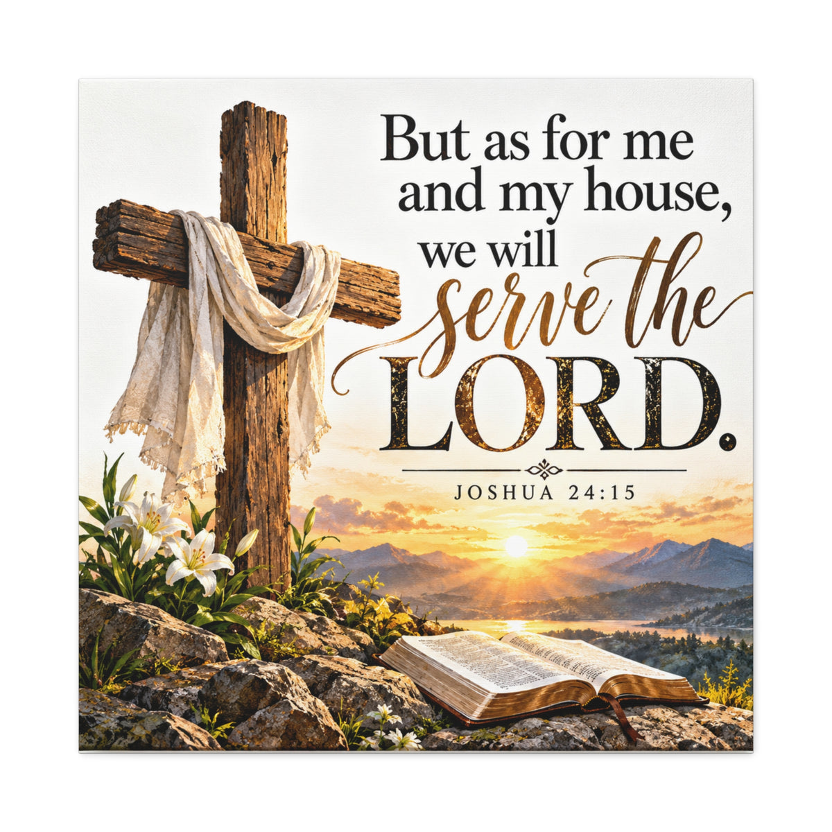 Serve the Lord Christian Canvas Wall Art – Joshua 24:15